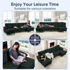 Divani sezionali a U Mjkone 110 con doppia chaise longue e braccioli utilizzabili come poggiatesta, divano a 4 posti rivestito in velluto a coste