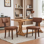 Modern Leather Dining Chairs Set of 2,Hardwood Frame, 265LBS Capacity, Easy-Clean Upholstery,Ergonomic Curved Backrest for Kitchen Dining Room