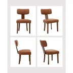 Sedie da pranzo moderne in pelle (set da 2), telaio in legno massello, capacità 120 kg, rivestimento facile da pulire, schienale curvo ergonomico per sala da pranzo e cucina