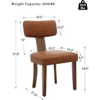 Sedie da pranzo moderne in pelle (set da 2), telaio in legno massello, capacità 120 kg, rivestimento facile da pulire, schienale curvo ergonomico per sala da pranzo e cucina