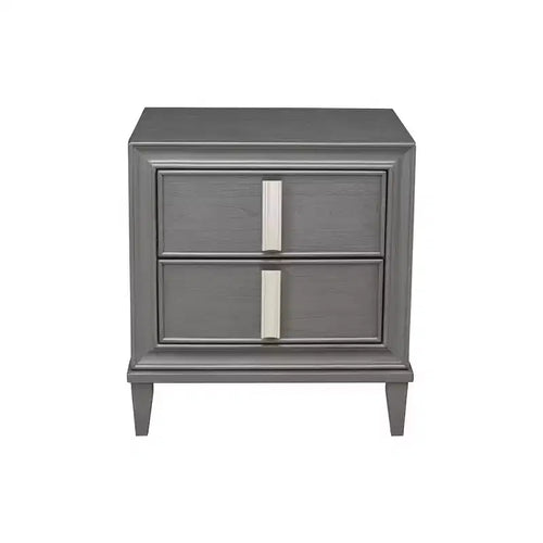 Alpine Furniture,Lorraine 2 Drawer Nightstand, Dark Grey