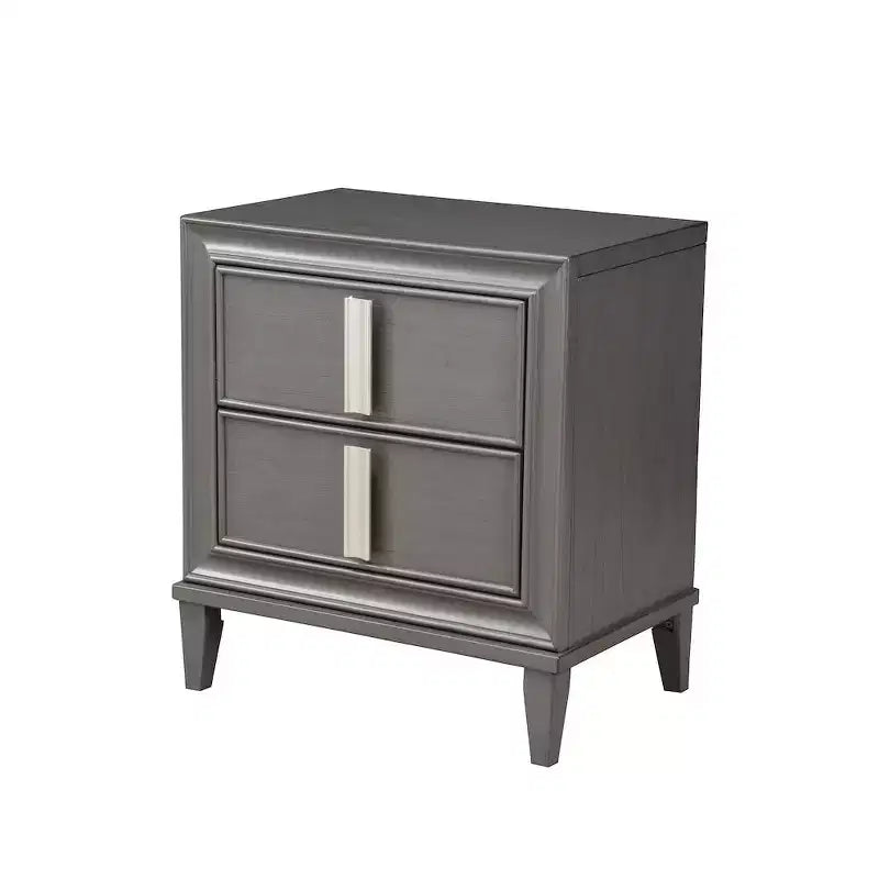 Alpine Furniture, Comodino Lorraine a 2 cassetti, Grigio scuro