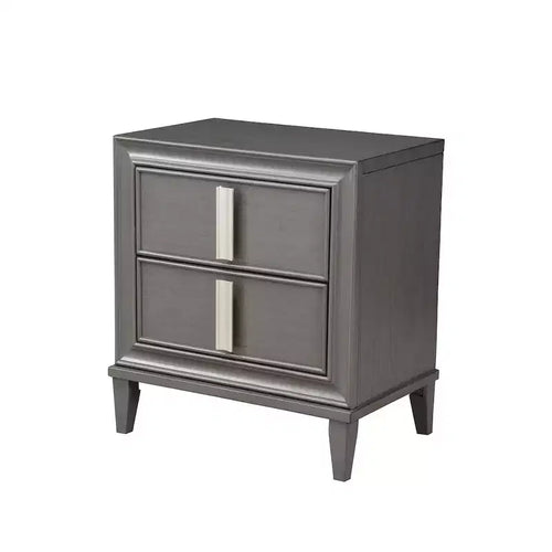 Alpine Furniture, Comodino Lorraine a 2 cassetti, Grigio scuro