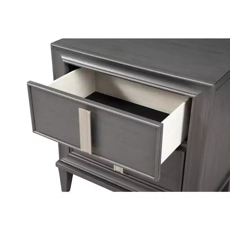 Alpine Furniture, Comodino Lorraine a 2 cassetti, Grigio scuro