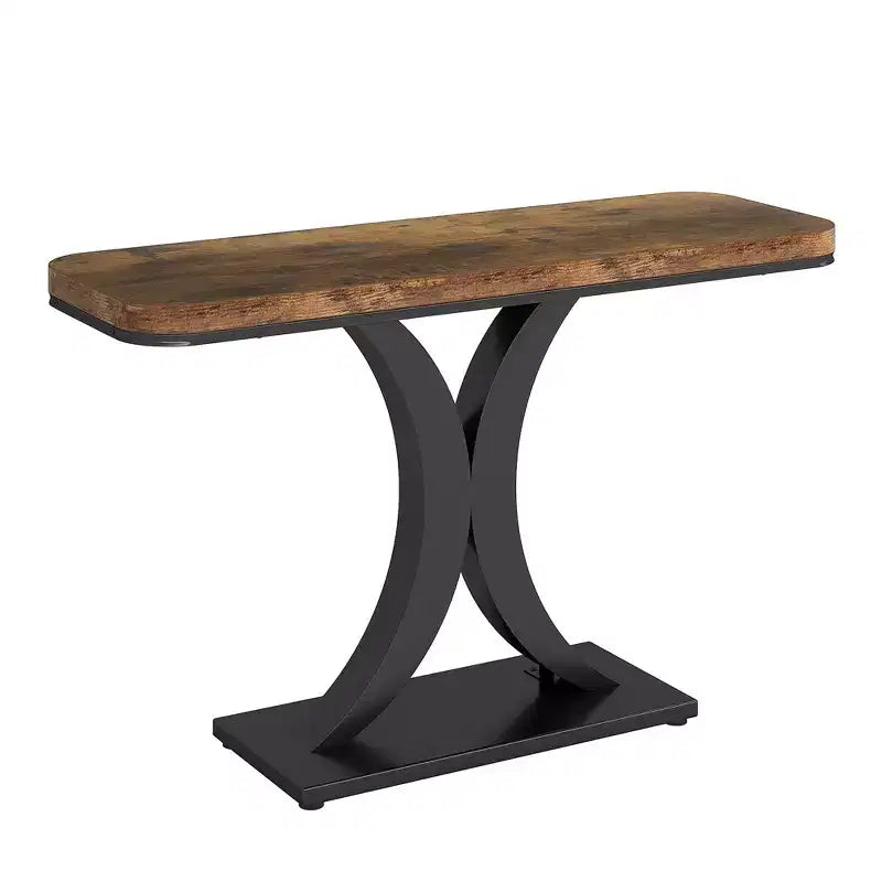 Tavolo consolle industriale stretto da 39,4 L, tavolo da ingresso in legno rustico marrone da 40 H