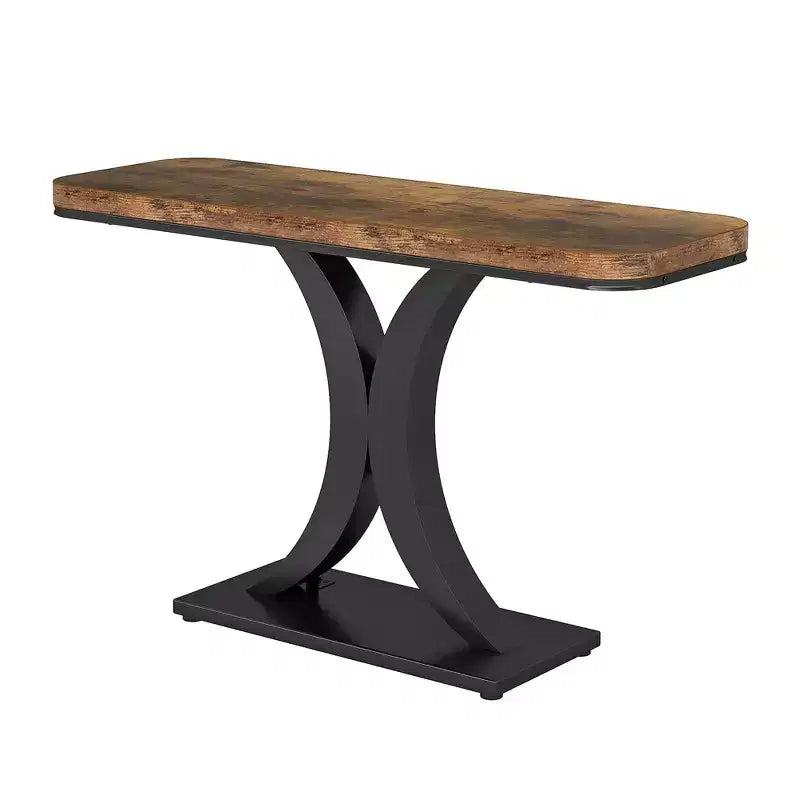 Tavolo consolle industriale stretto da 39,4 L, tavolo da ingresso in legno rustico marrone da 40 H