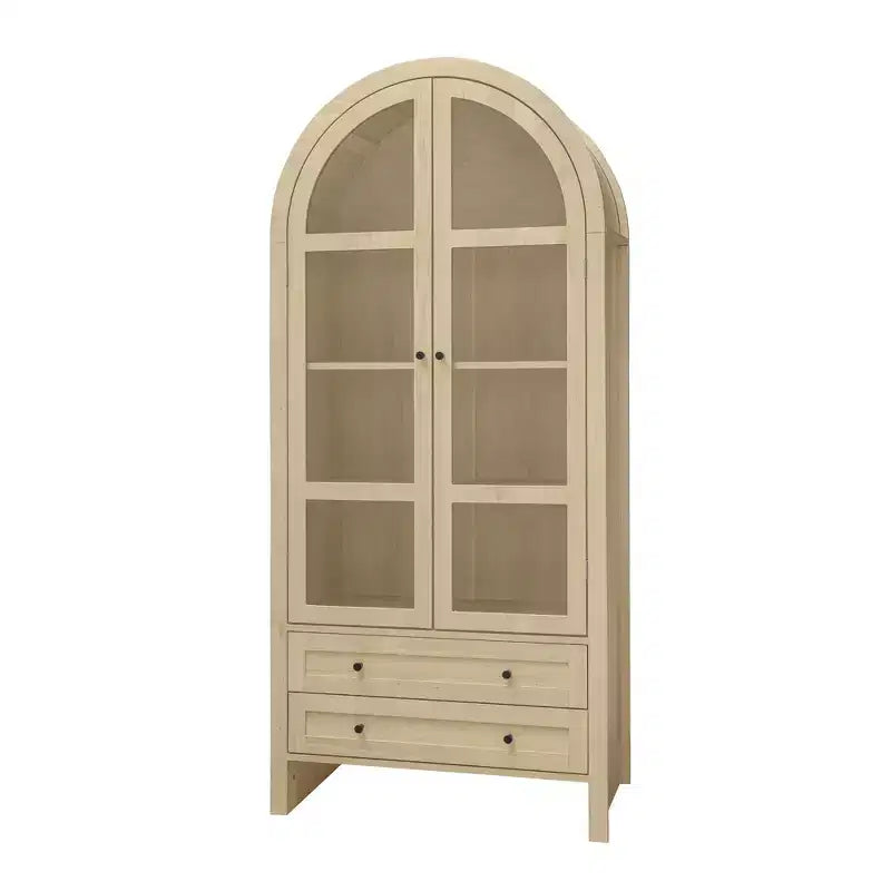 Vatros Tall Arched Kitchen Pantry Arched Storage Display Cabinet with Adjustable Shelves