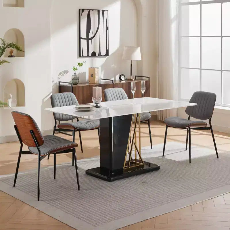 Sedie da pranzo moderne Okak in lino, set da 2, comode sedie da cucina con schienale in legno curvato, sedie laterali imbottite con gambe in metallo e piedini regolabili