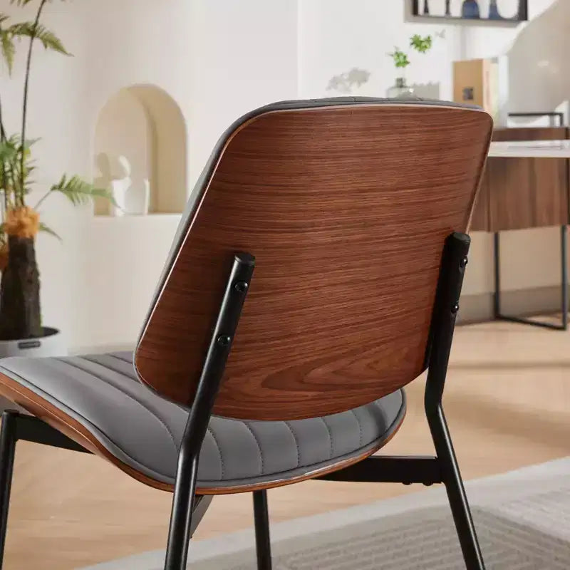 Sedie da pranzo moderne Okak in lino, set da 2, comode sedie da cucina con schienale in legno curvato, sedie laterali imbottite con gambe in metallo e piedini regolabili