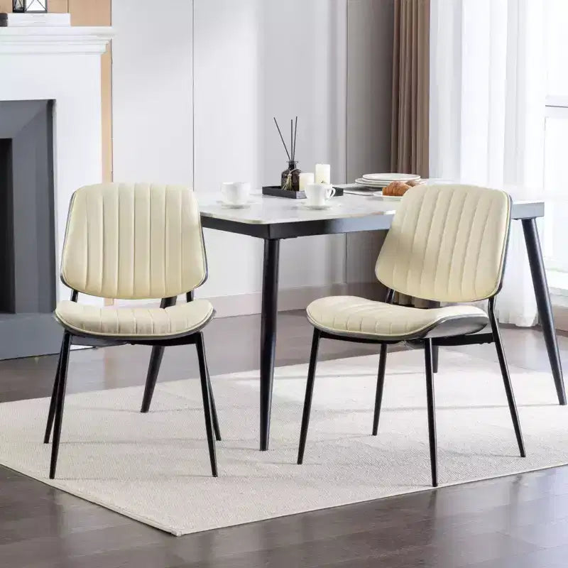 Sedie da pranzo moderne Okak in lino, set da 2, comode sedie da cucina con schienale in legno curvato, sedie laterali imbottite con gambe in metallo e piedini regolabili