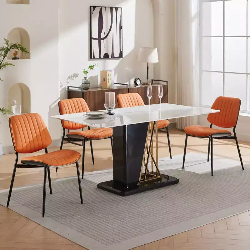 Sedie da pranzo moderne Okak in lino, set da 2, comode sedie da cucina con schienale in legno curvato, sedie laterali imbottite con gambe in metallo e piedini regolabili