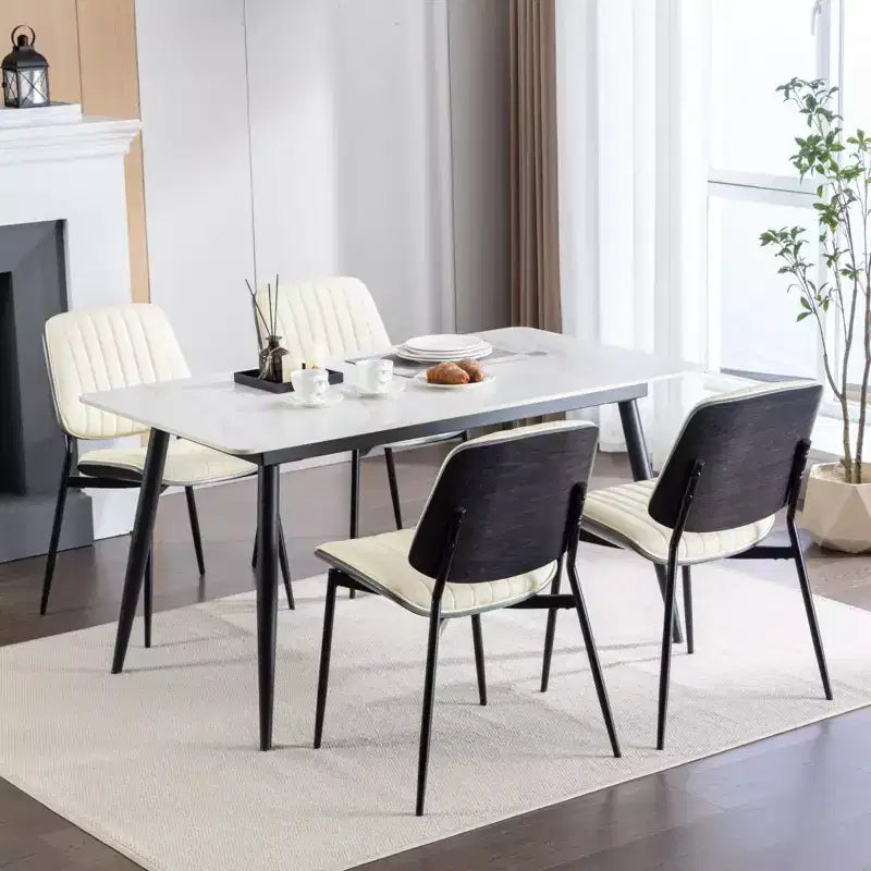 Sedie da pranzo moderne Okak in lino, set da 2, comode sedie da cucina con schienale in legno curvato, sedie laterali imbottite con gambe in metallo e piedini regolabili