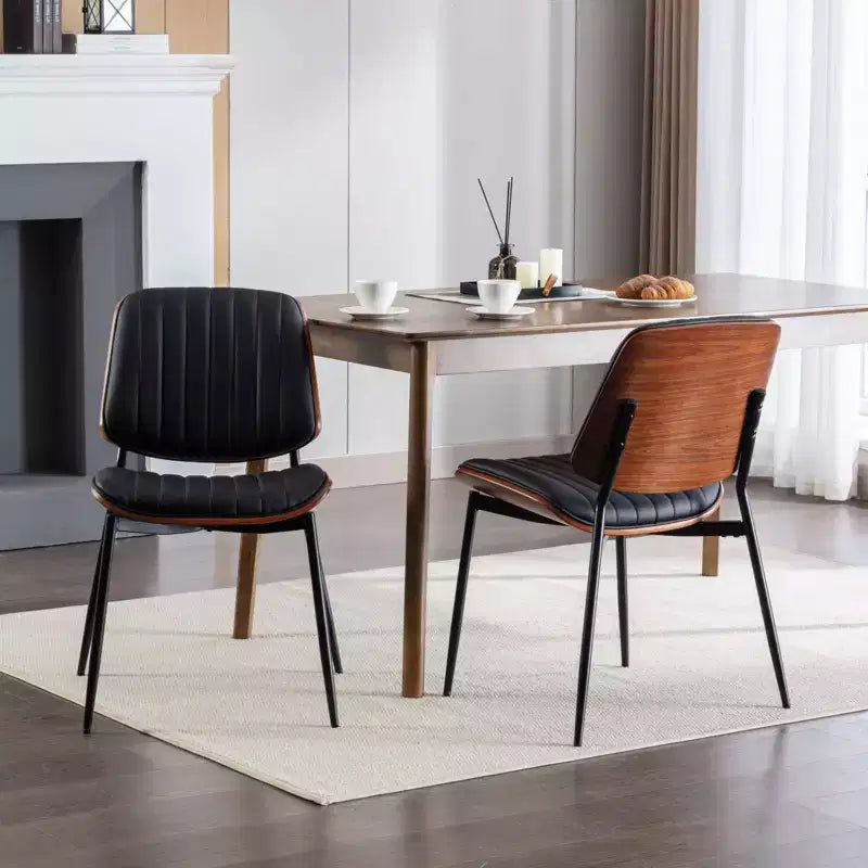 Sedie da pranzo moderne Okak in lino, set da 2, comode sedie da cucina con schienale in legno curvato, sedie laterali imbottite con gambe in metallo e piedini regolabili