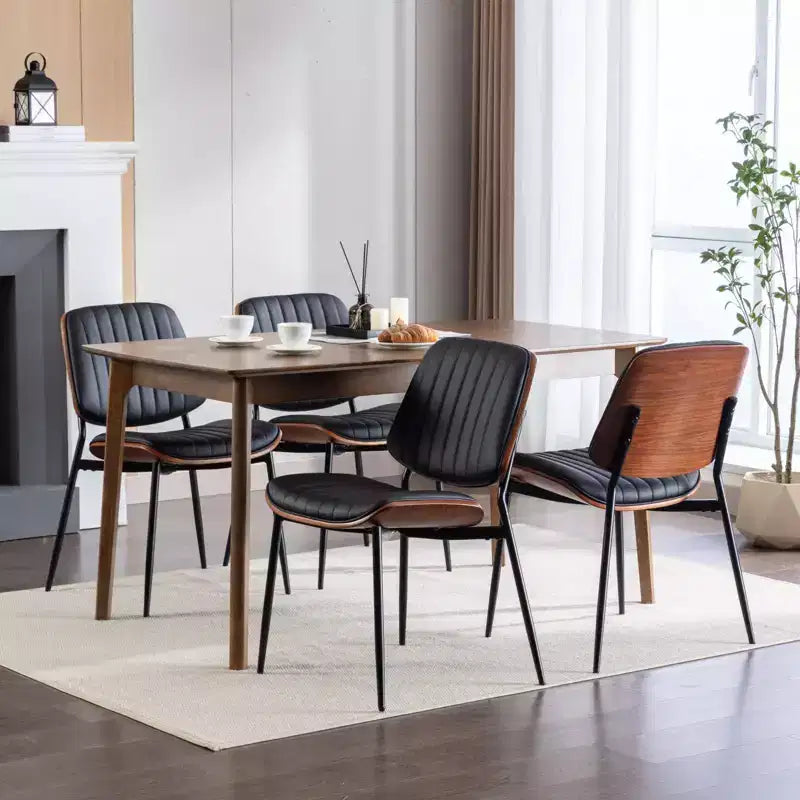 Sedie da pranzo moderne Okak in lino, set da 2, comode sedie da cucina con schienale in legno curvato, sedie laterali imbottite con gambe in metallo e piedini regolabili