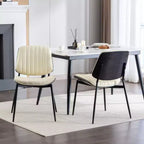 Okak Modern Linen Dining Chairs Set of 2, Comfy Kitchen Chairs with Bentwood Back, Upholstered Side Chairs with Metal Legs Adjustable Foot