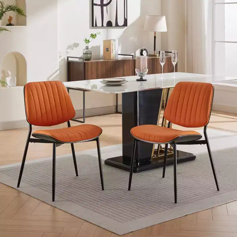 Sedie da pranzo moderne Okak in lino, set da 2, comode sedie da cucina con schienale in legno curvato, sedie laterali imbottite con gambe in metallo e piedini regolabili