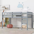 MATEERTY Solid Wooden,Twin Loft Bed with Ladder, Bed Platform of Strengthened Slats Gray