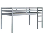 Letto a soppalco singolo in legno massello con scala, piattaforma del letto a doghe rinforzate grigio