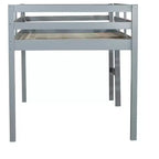 Letto a soppalco singolo in legno massello con scala, piattaforma del letto a doghe rinforzate grigio
