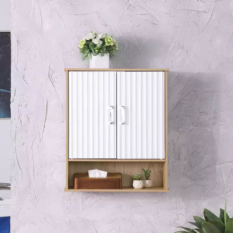 GDFStudio Leona Modern 23.6'' Wall Mounted Bathroom Cabinet with Patterned Doors and Adjustable Shelf