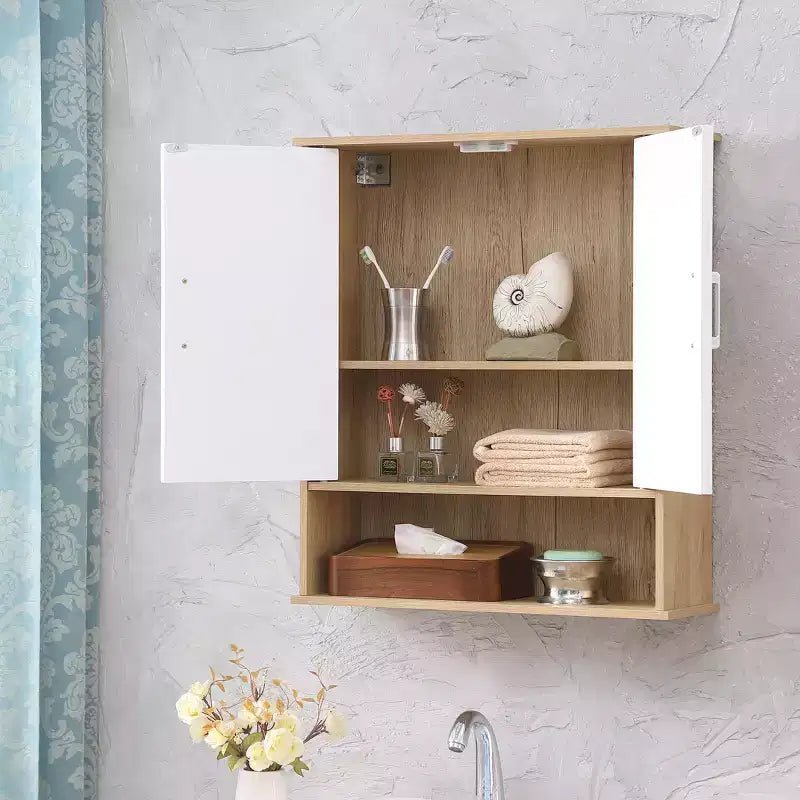 Mobile da bagno a parete Leona Modern da 23,6'' con ante decorate e ripiano regolabile