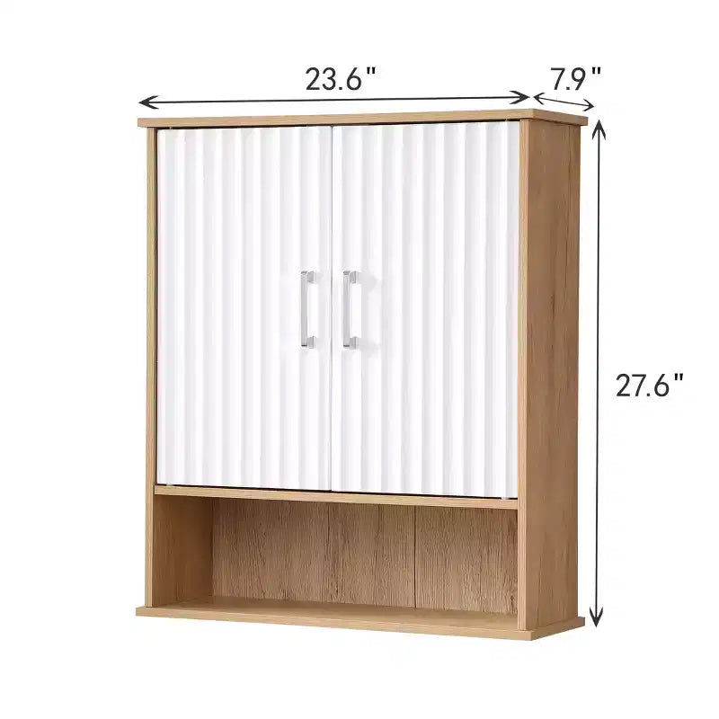Mobile da bagno a parete Leona Modern da 23,6'' con ante decorate e ripiano regolabile