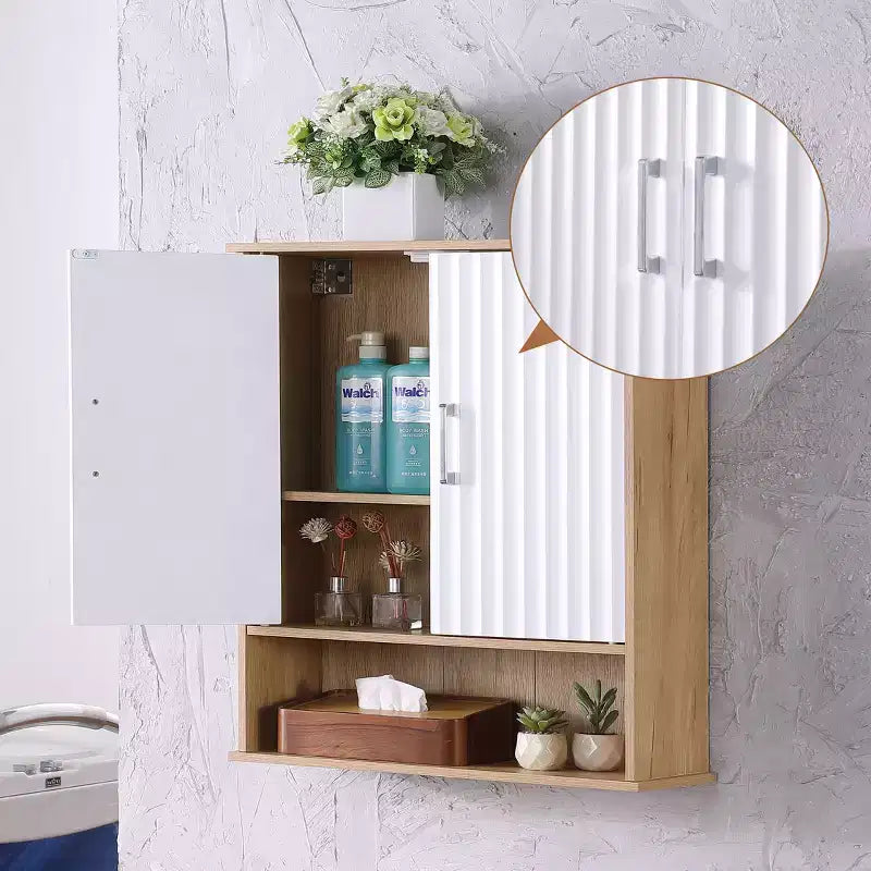 Mobile da bagno a parete Leona Modern da 23,6'' con ante decorate e ripiano regolabile
