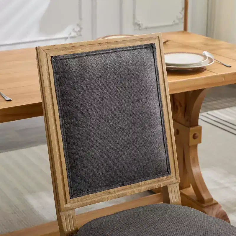 Sedie da pranzo Okak in stile Country francese, 2 pezzi, sedie laterali da cucina con telaio in legno massello finemente intagliato e schienale quadrato imbottito