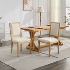 Sedie da pranzo Okak in stile Country francese, 2 pezzi, sedie laterali da cucina con telaio in legno massello finemente intagliato e schienale quadrato imbottito