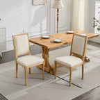 Okak French Country Dining Chairs Set of 2, Kitchen Side Chairs Exquisitely Carved Solid Wood Frame with Square Upholstered Back