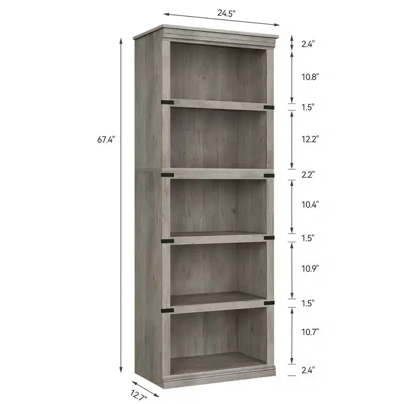 Libreria a 5 Ripiani, Scaffale in Stile Rustico con Spazio di Archiviazione, Libreria Aperta Alta 171 cm, Scaffale in Legno a 5 Ripiani per Soggiorno
