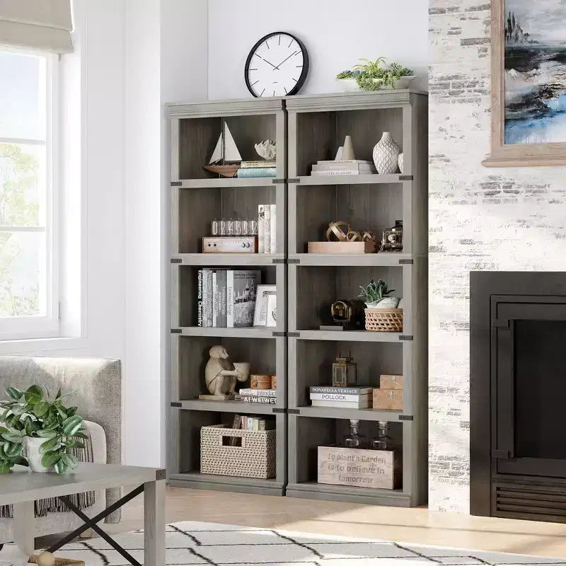 Libreria a 5 Ripiani, Scaffale in Stile Rustico con Spazio di Archiviazione, Libreria Aperta Alta 171 cm, Scaffale in Legno a 5 Ripiani per Soggiorno