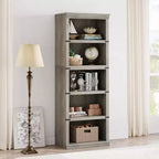 GustoWave 5 Tier Bookcase, Farmhouse Book Shelf with Storage, 67.4 Inch Tall Open Display Bookshelves, Wooden 5 Shelf Bookcase for Living Room