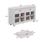 Famapy Legno - Credenza a buffet venata con ante in vetro e cassetti - Contenitore multi-ambiente per sala da pranzo/soggiorno - Mobile contenitore