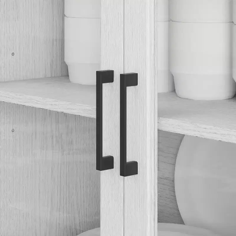 Famapy Legno - Credenza a buffet venata con ante in vetro e cassetti - Contenitore multi-ambiente per sala da pranzo/soggiorno - Mobile contenitore
