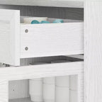 Famapy Legno - Credenza a buffet venata con ante in vetro e cassetti - Contenitore multi-ambiente per sala da pranzo/soggiorno - Mobile contenitore
