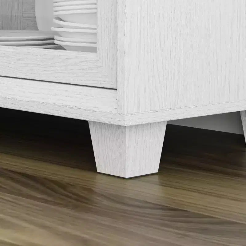 Famapy Legno - Credenza a buffet venata con ante in vetro e cassetti - Contenitore multi-ambiente per sala da pranzo/soggiorno - Mobile contenitore