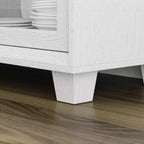 Famapy Legno - Credenza a buffet venata con ante in vetro e cassetti - Contenitore multi-ambiente per sala da pranzo/soggiorno - Mobile contenitore