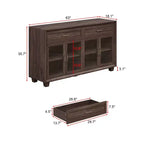 Famapy Legno - Credenza a buffet venata con ante in vetro e cassetti - Contenitore multi-ambiente per sala da pranzo/soggiorno - Mobile contenitore