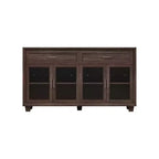 Famapy Legno - Credenza a buffet venata con ante in vetro e cassetti - Contenitore multi-ambiente per sala da pranzo/soggiorno - Mobile contenitore