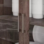 Famapy Legno - Credenza a buffet venata con ante in vetro e cassetti - Contenitore multi-ambiente per sala da pranzo/soggiorno - Mobile contenitore