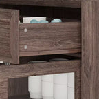 Famapy Legno - Credenza a buffet venata con ante in vetro e cassetti - Contenitore multi-ambiente per sala da pranzo/soggiorno - Mobile contenitore