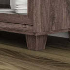 Famapy Legno - Credenza a buffet venata con ante in vetro e cassetti - Contenitore multi-ambiente per sala da pranzo/soggiorno - Mobile contenitore