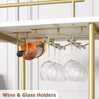 Carrelli da bar dorati con scaffali portaoggetti a 4 ripiani, carrelli da servizio da bar mobili su ruote con portabottiglie e portabicchieri per cucina, sala da pranzo, soggiorno
