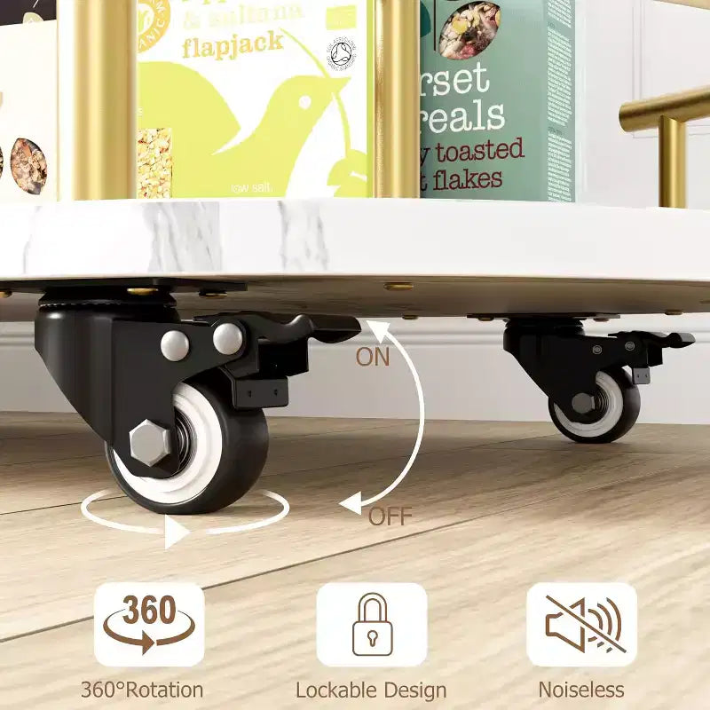 Carrelli da bar dorati con scaffali portaoggetti a 4 ripiani, carrelli da servizio da bar mobili su ruote con portabottiglie e portabicchieri per cucina, sala da pranzo, soggiorno
