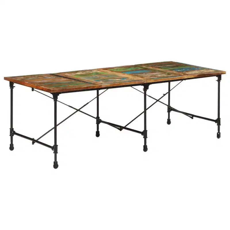 Tavolo da pranzo in legno massello di recupero multicolore e acciaio verniciato a polvere - Multicolore 86,6 x 35,4 x 30,3