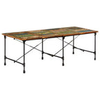 Tavolo da pranzo in legno massello di recupero multicolore e acciaio verniciato a polvere - Multicolore 86,6 x 35,4 x 30,3