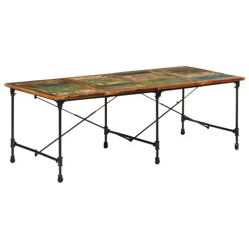 Tavolo da pranzo in legno massello di recupero multicolore e acciaio verniciato a polvere - Multicolore 86,6 x 35,4 x 30,3