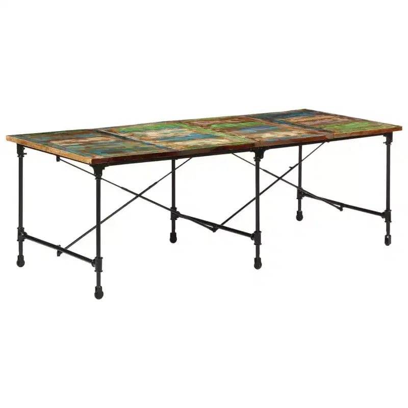 Tavolo da pranzo in legno massello di recupero multicolore e acciaio verniciato a polvere - Multicolore 86,6 x 35,4 x 30,3