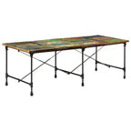 Tavolo da pranzo in legno massello di recupero multicolore e acciaio verniciato a polvere - Multicolore 86,6 x 35,4 x 30,3